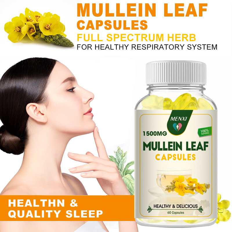 Mullein Leaf Capsules For Lung Cleansing & Detox Herbal Dietary Supplement Pills