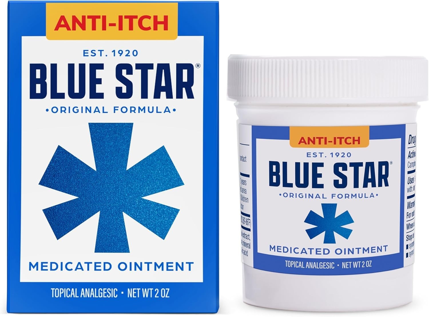 Blue Star Original Medicated Ointment Anti Itch Fast Acting Relief Soothing 2 oz