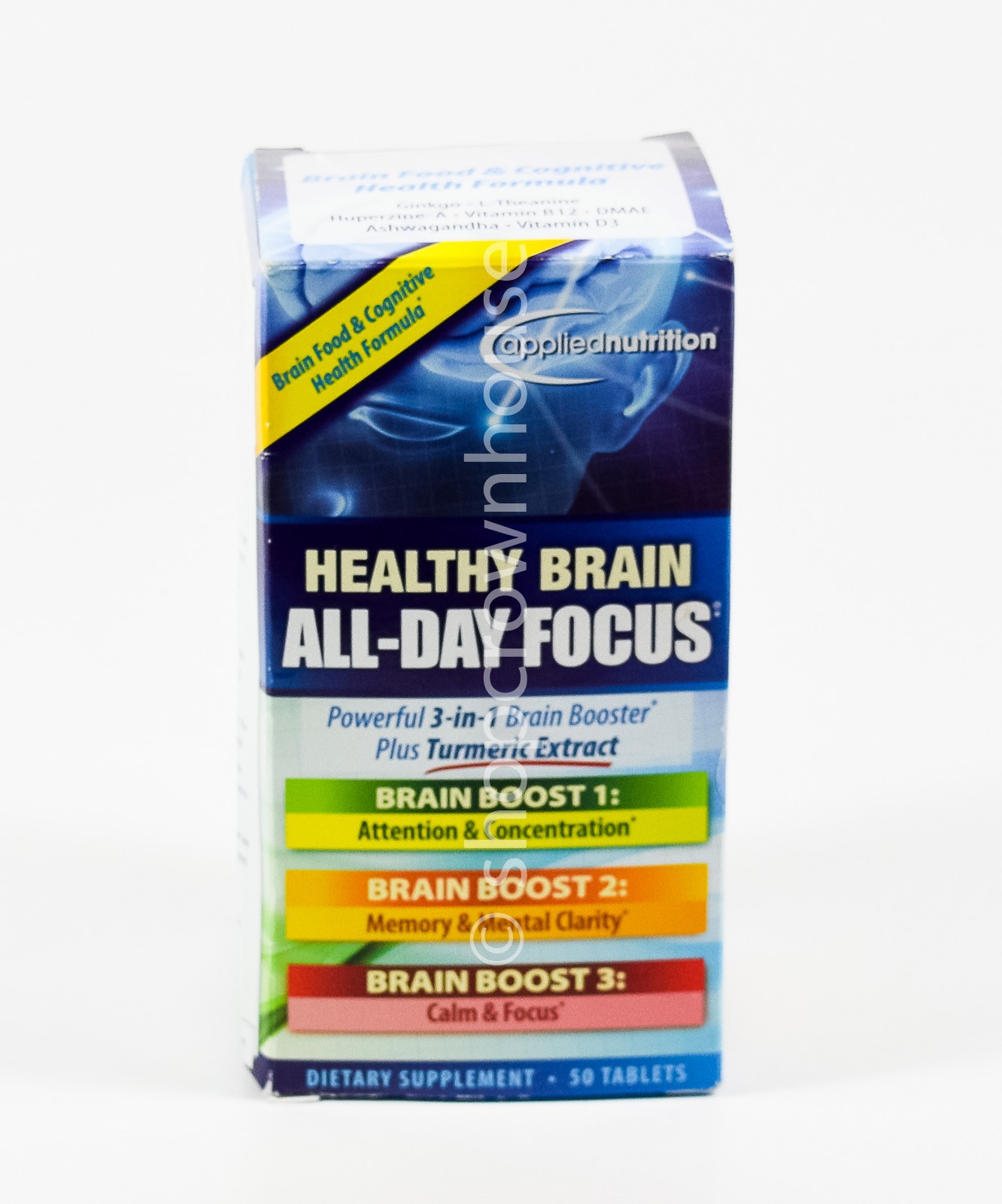 Applied Nutrition HEALTHY BRAIN ALL-DAY FOCUS booster Turmeric 50 tabs 10/2026