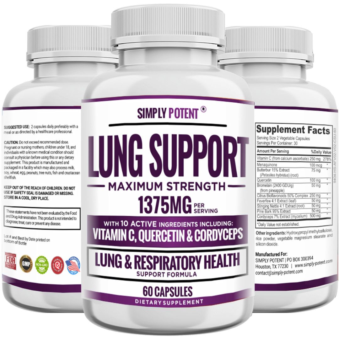 Lung Support Supplement, Lung Cleanse Lung Detox Lung Health Formula 60 Capsules