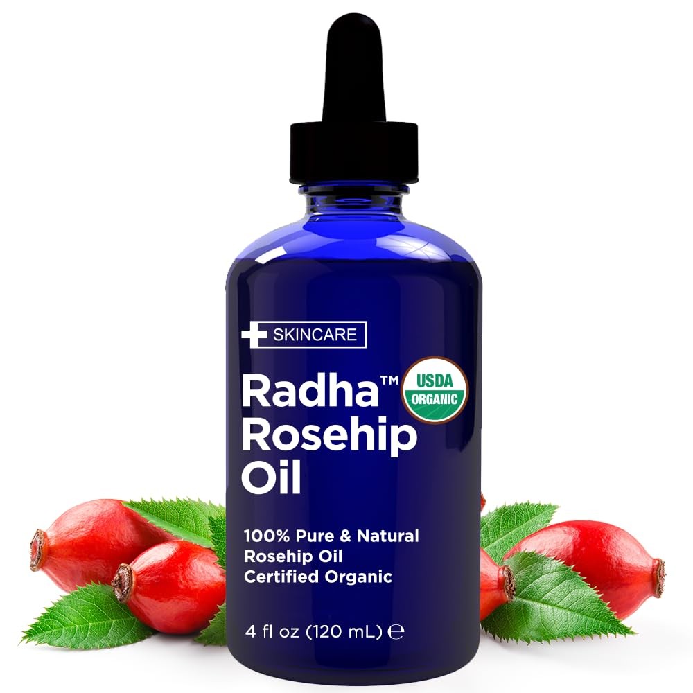 Radha Beauty 4 oz Organic Rosehip Seed Oil 100% Pure Cold 4 Fl Oz (Pack of 1)