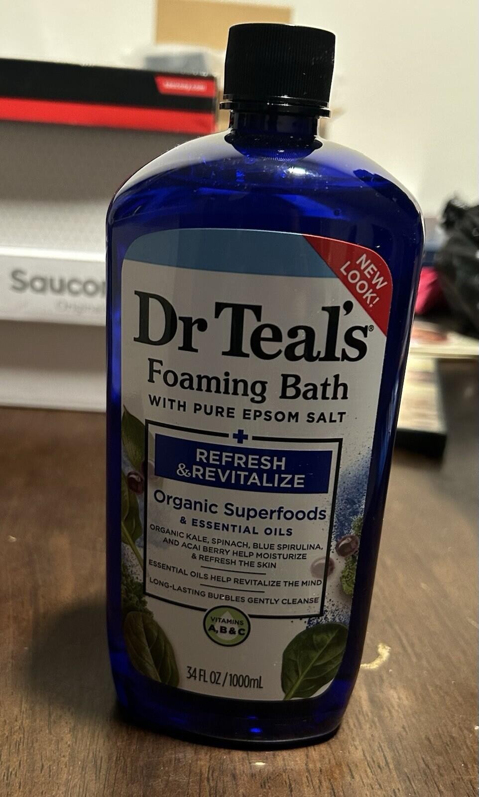 Dr Teal’s Epsom Salt Foaming Bath Organic Super Foods And Essential Oils 34 Oz