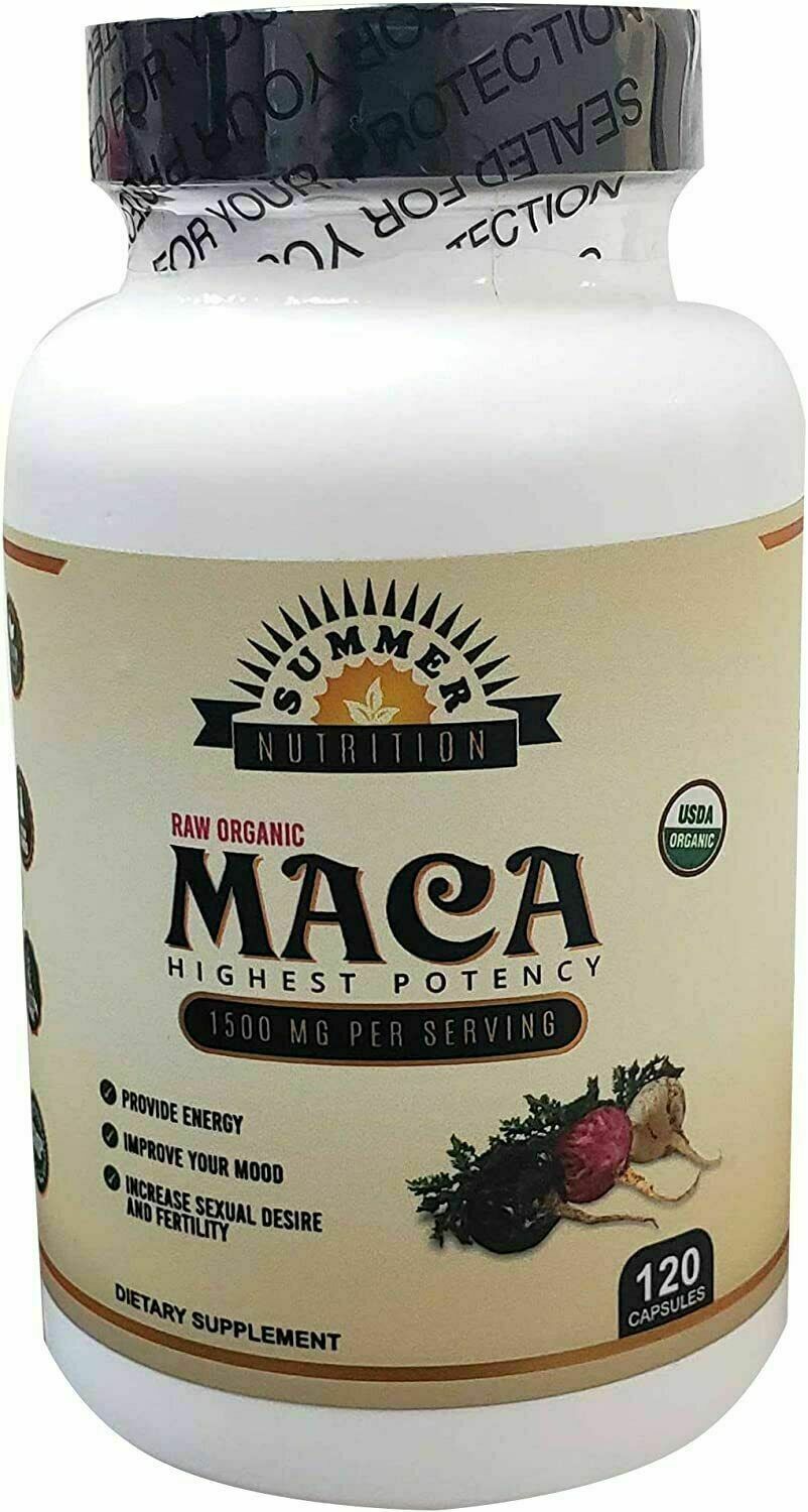 Organic Maca Root Black, Red, Yellow 1500 Mg – 120 Vegan Capsules Peru Maca