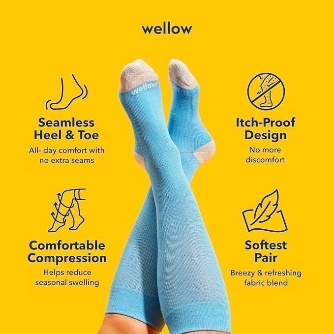 Odor-Blocking Knee High Compression Socks for Men & Women, Soft Bamboo Viscose