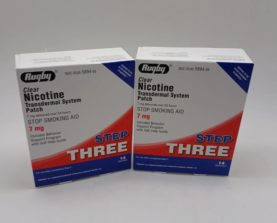 Rugby Step 3 Nicotine Patches-7mg-Stop Smoking Aid (28 Patches Total) Exp 05/27