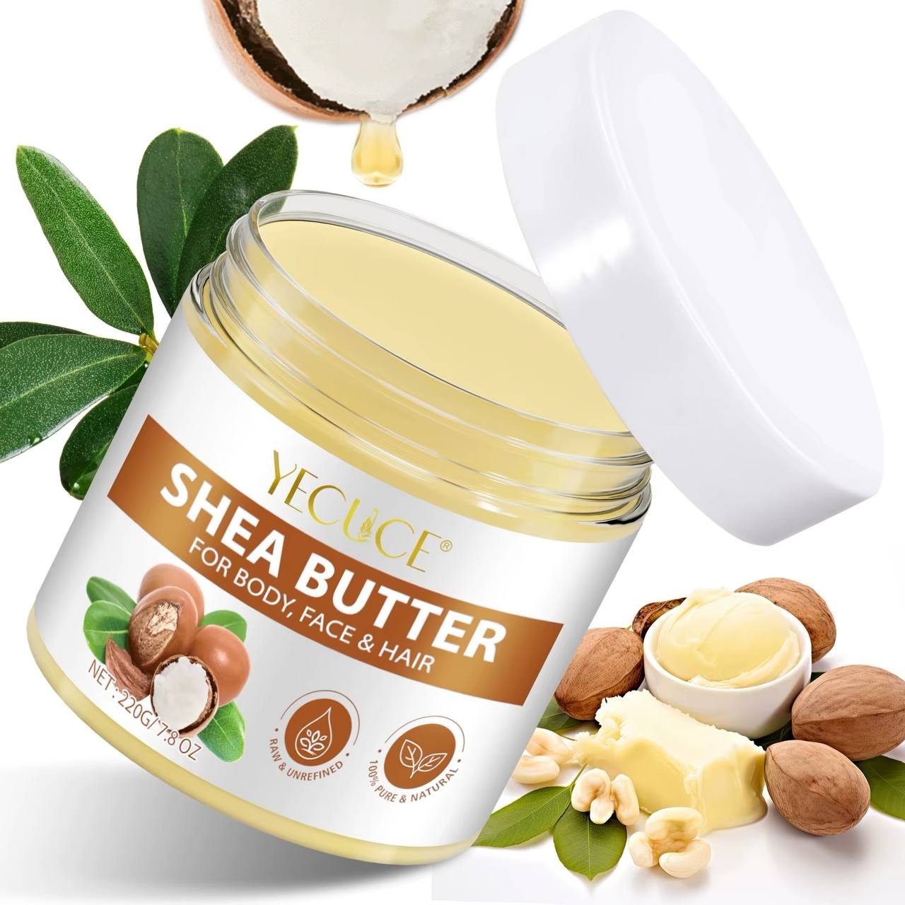 Yecuce Shea Butter Raw Unrefined for Body Face Hair 220g / 7.8 oz