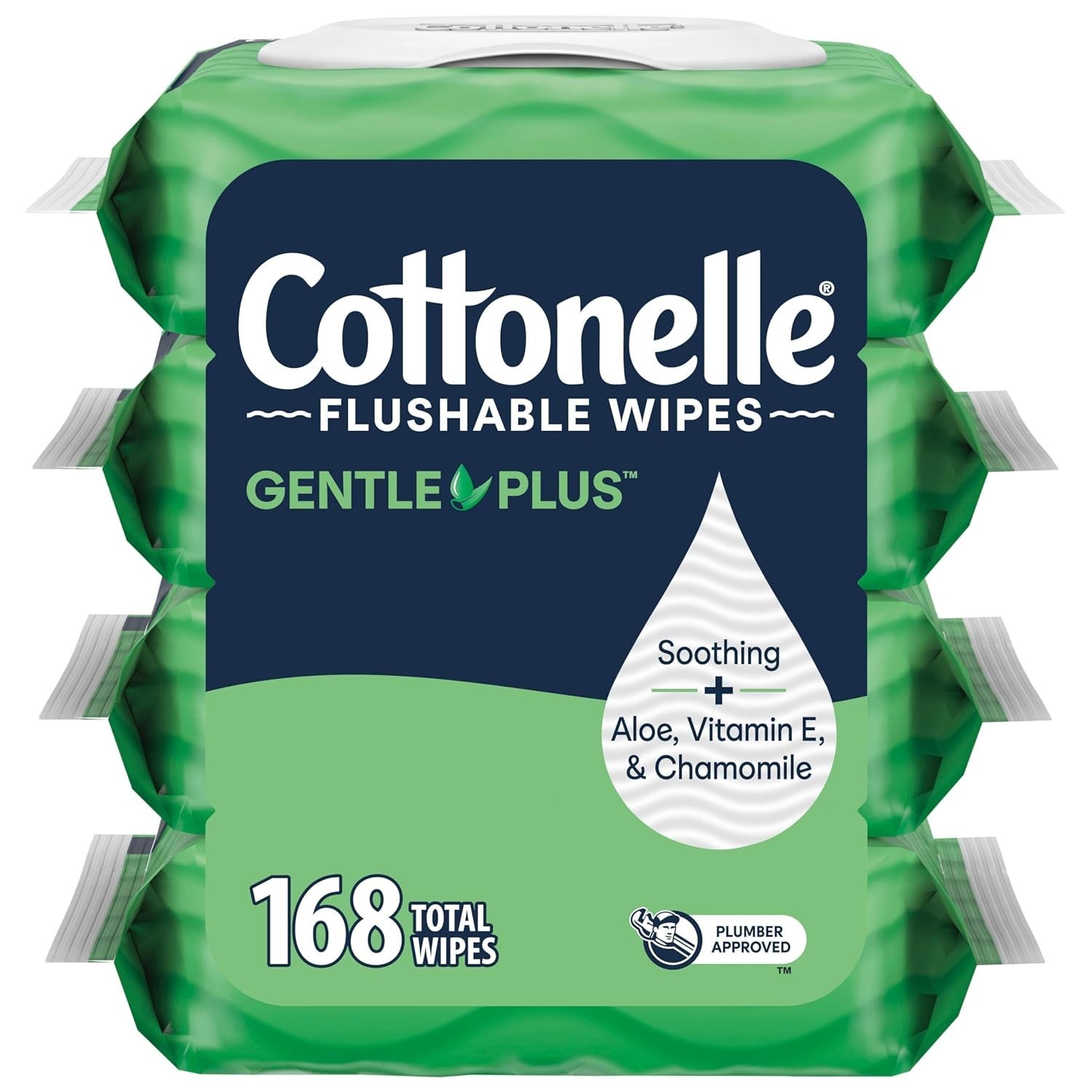 Cottonelle GentlePlus 168ct Flushable Wipes, Aloe & E, 4 Packs