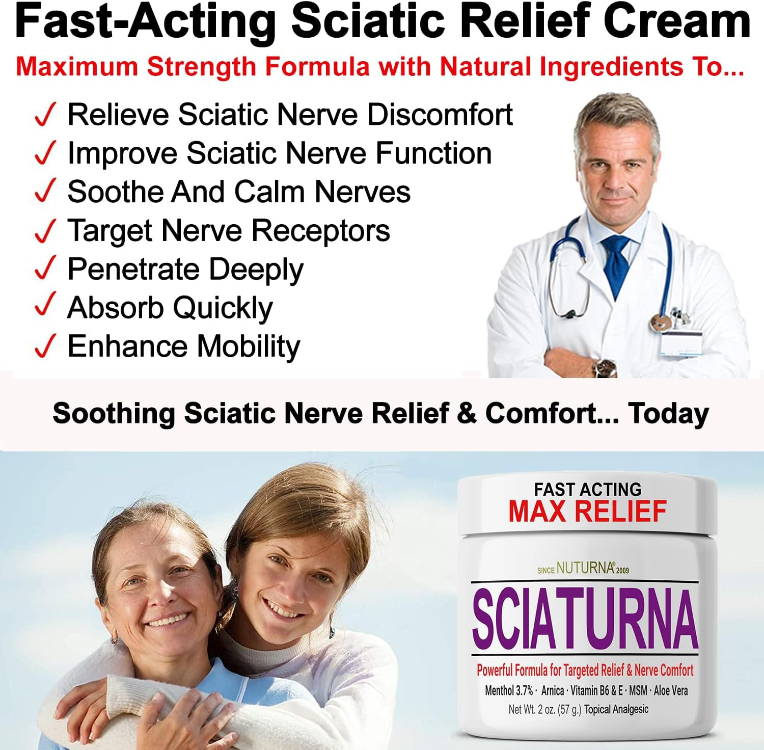 Sciatica Nerve Cream – Maximum Strength Comfort Cream for Feet, Hands, Legs, Toe