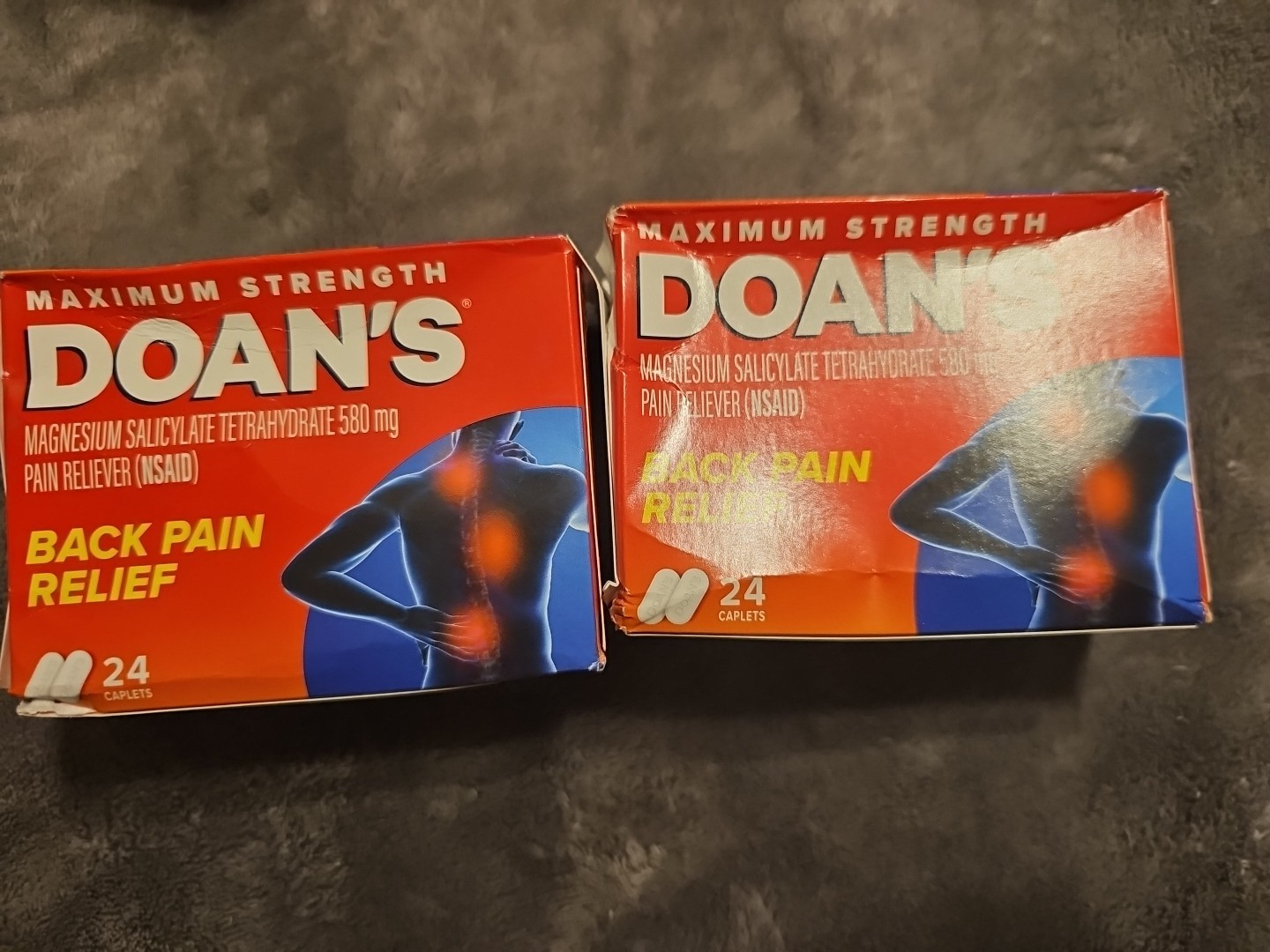 (2) Doans Extra Strength Back Pain Reliever Caplets 24 Per Box/48 Total Exp9/28