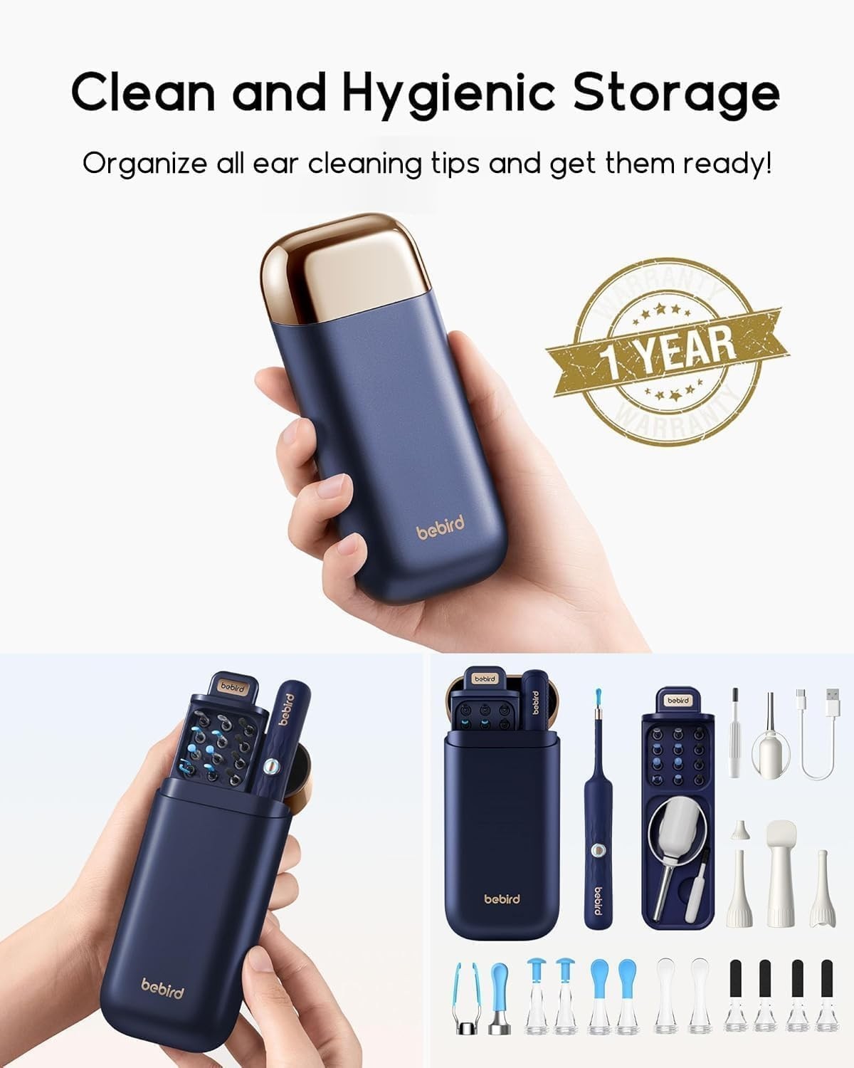 Ear Wax Removal Tool with Camera, Flexible Otoscope, Family Ear Cleaning Kit – F