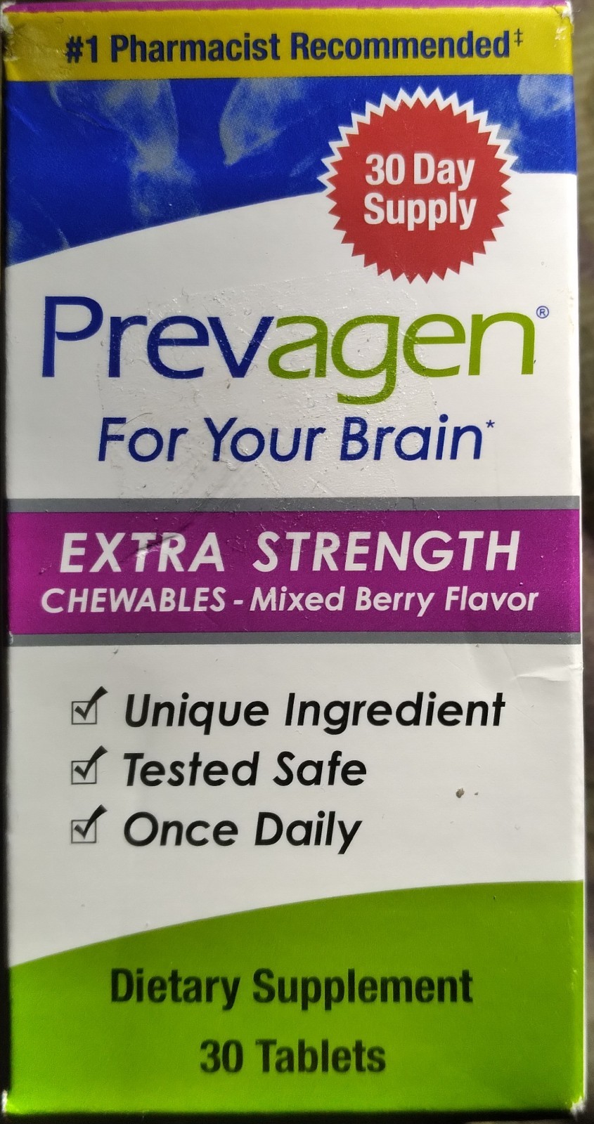 3 AUTH PREVAGEN EXTRA STRENGTH CHEWABLE BRAIN HEALTH SUPPLEMENT 30 X 90 TABLETS