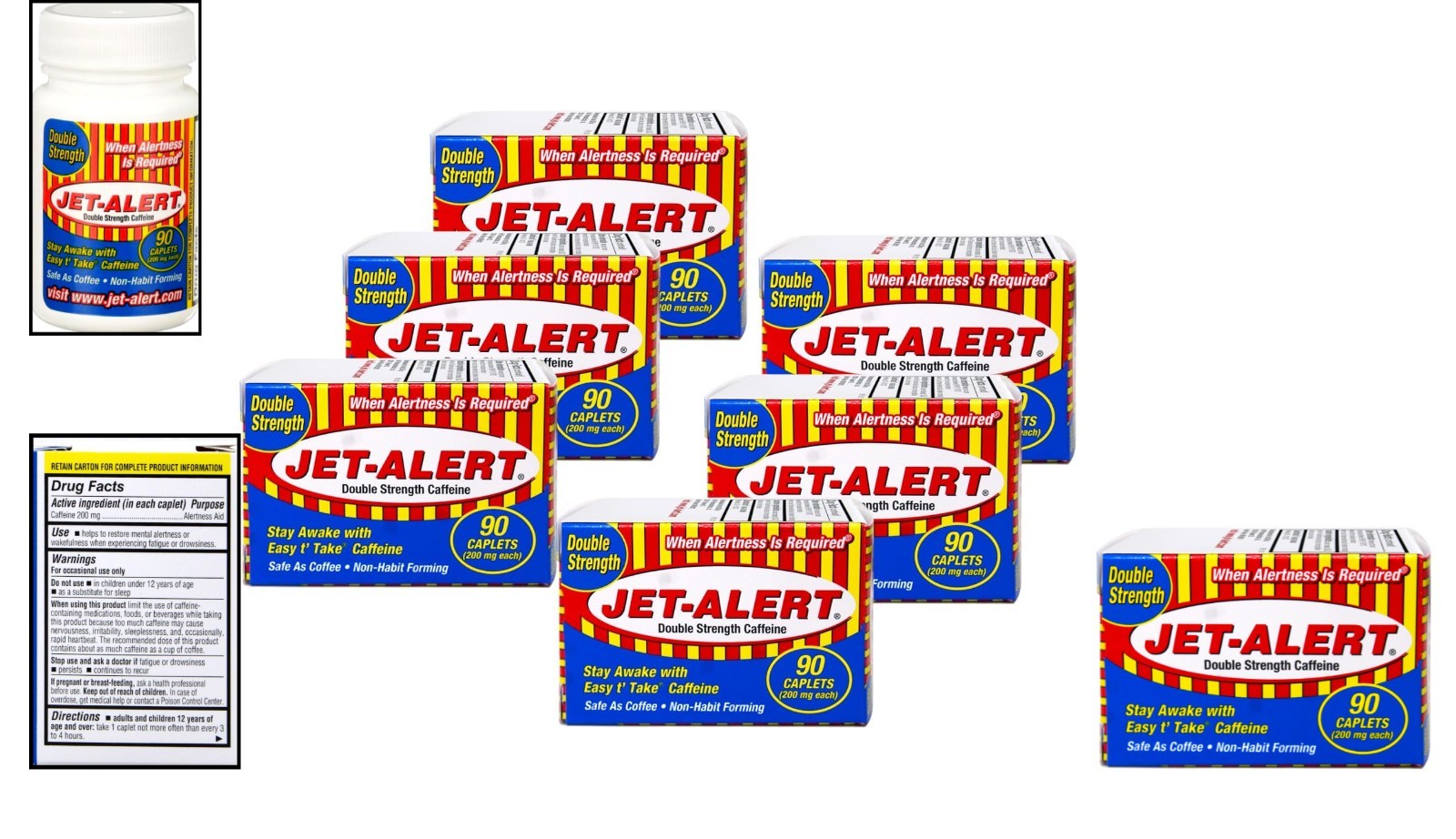 Jet Alert Double Strength Caffeine Caplets – 200mg, 6-Pack (540 Tablets) for …