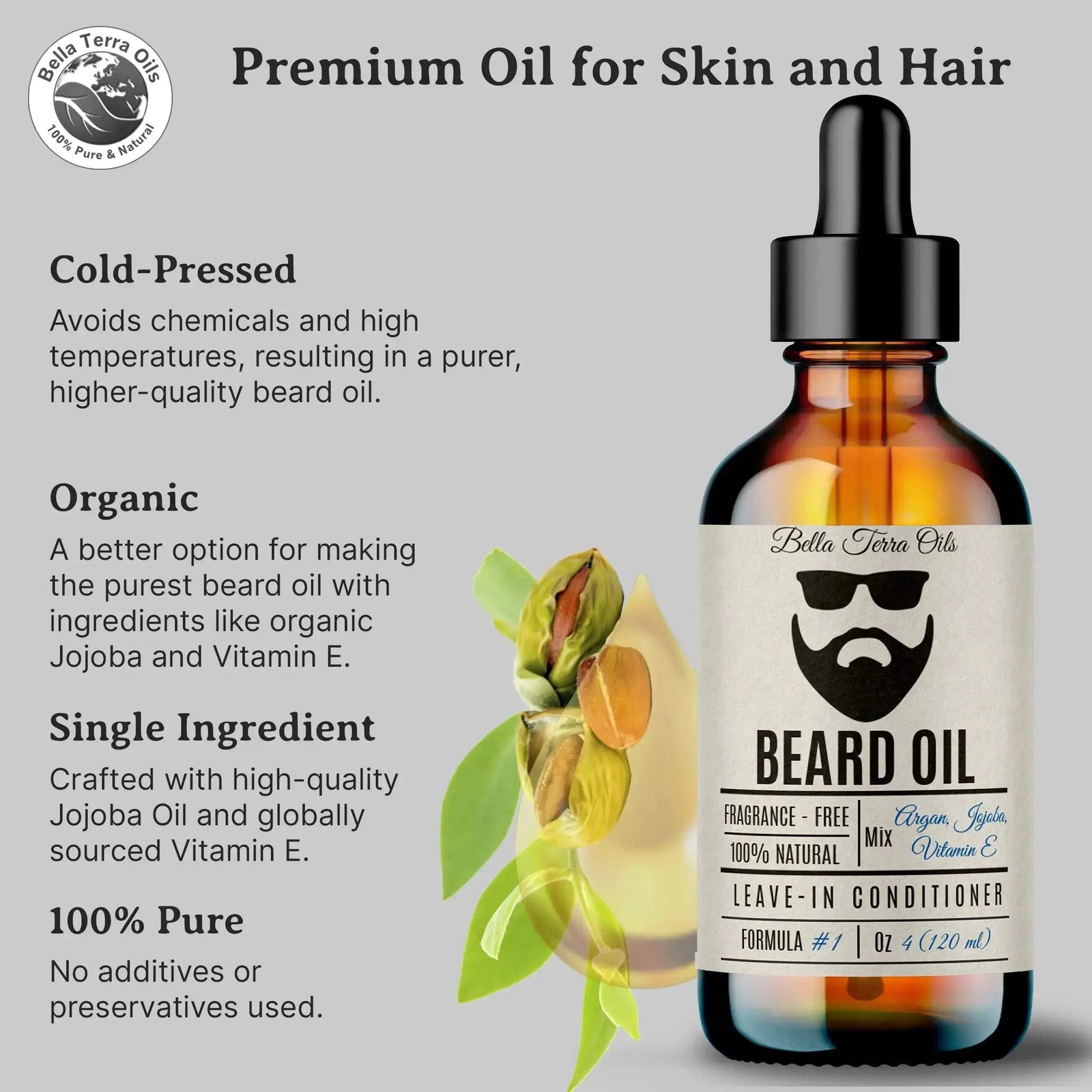 Beard Oil: Premium Blend, Nourishes & Softens, Ideal for Facial Hair Care