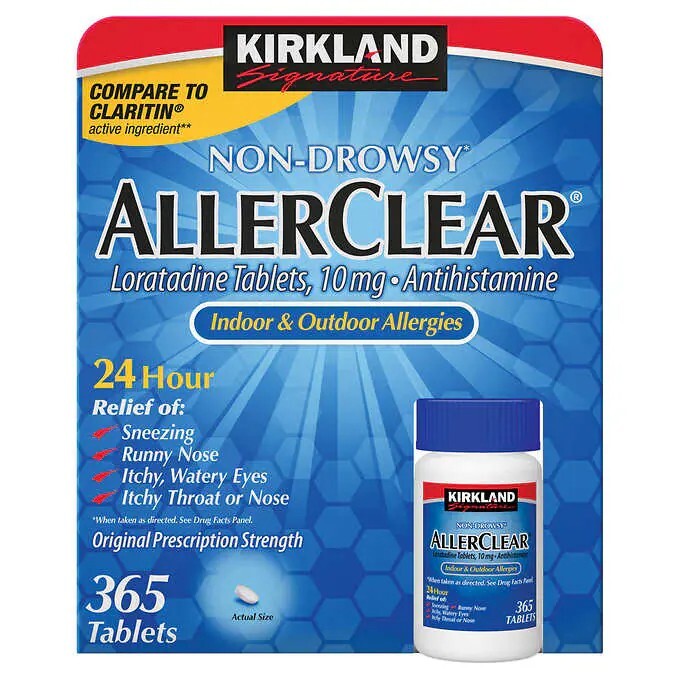 Generic Claritin Non-Drowsy 24 HR, 365 Tablets, Kirkland Signature Antihistamine