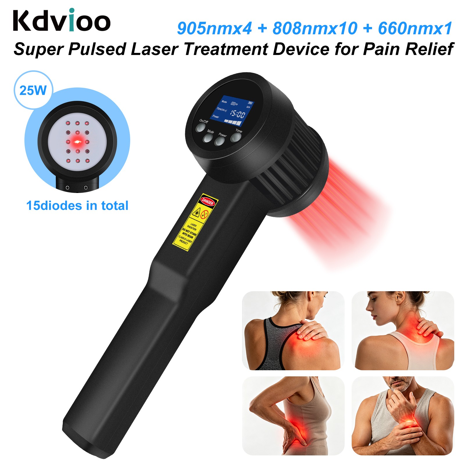 25W Super Pulsed 905nm 808nm 660nm LLLT Red Light Laser Therapy for Pain Relief