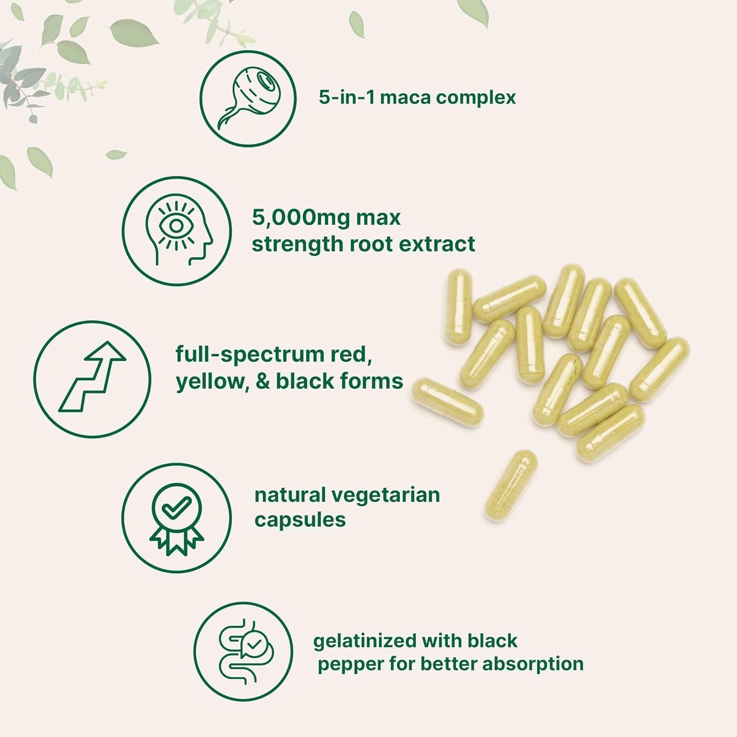 Maca Root 5,000mg Red Yellow Black Maca w/ Ashwagandha ,Panax Ginseng 240 Caps