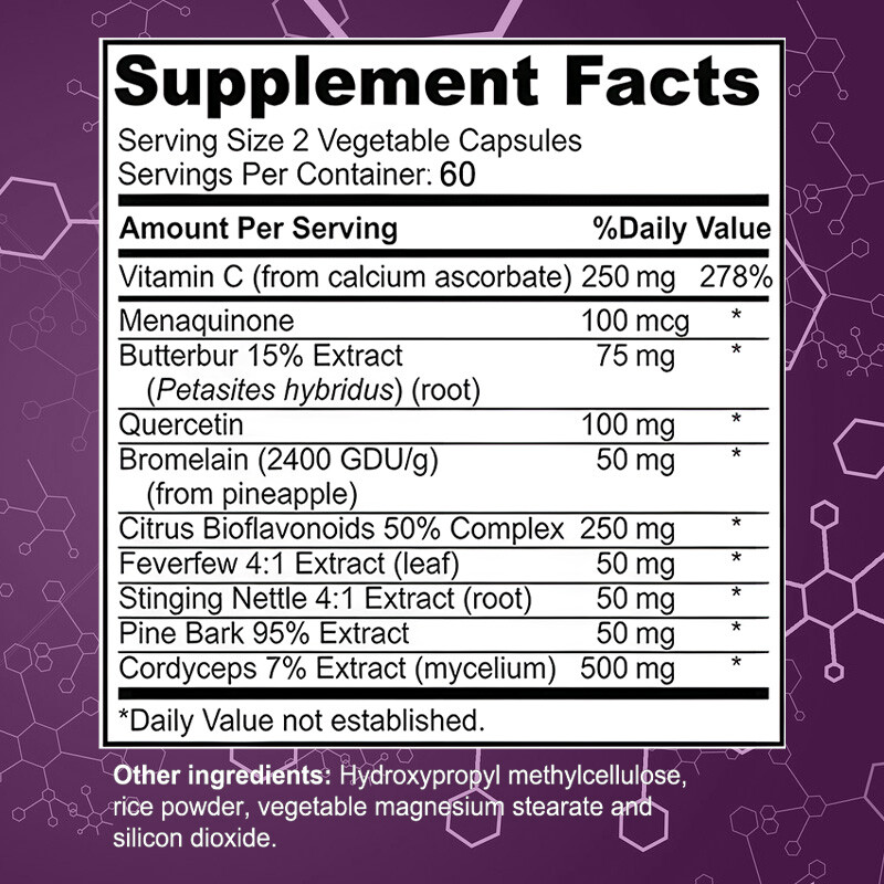 Lung Health 120 Capsules Lung Cleanse Detox Respiratory Quercetin Bromelain