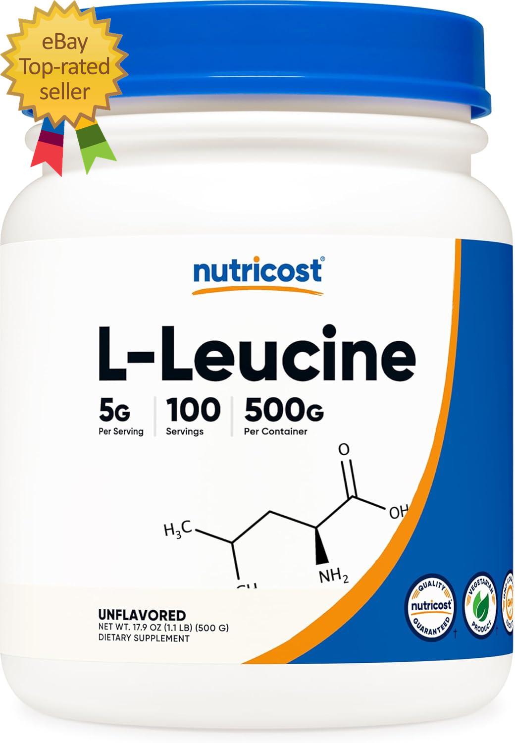 Pure L-Leucine Powder 500 Grams 5.12 x 4.53 x 6.69 inches 1.2 Pounds