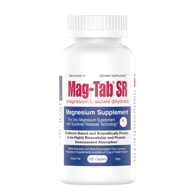 Mag Tab SR Magnesium L Lactate Dihydrate 84 mg Caplets Supplement 100 ct 6PK