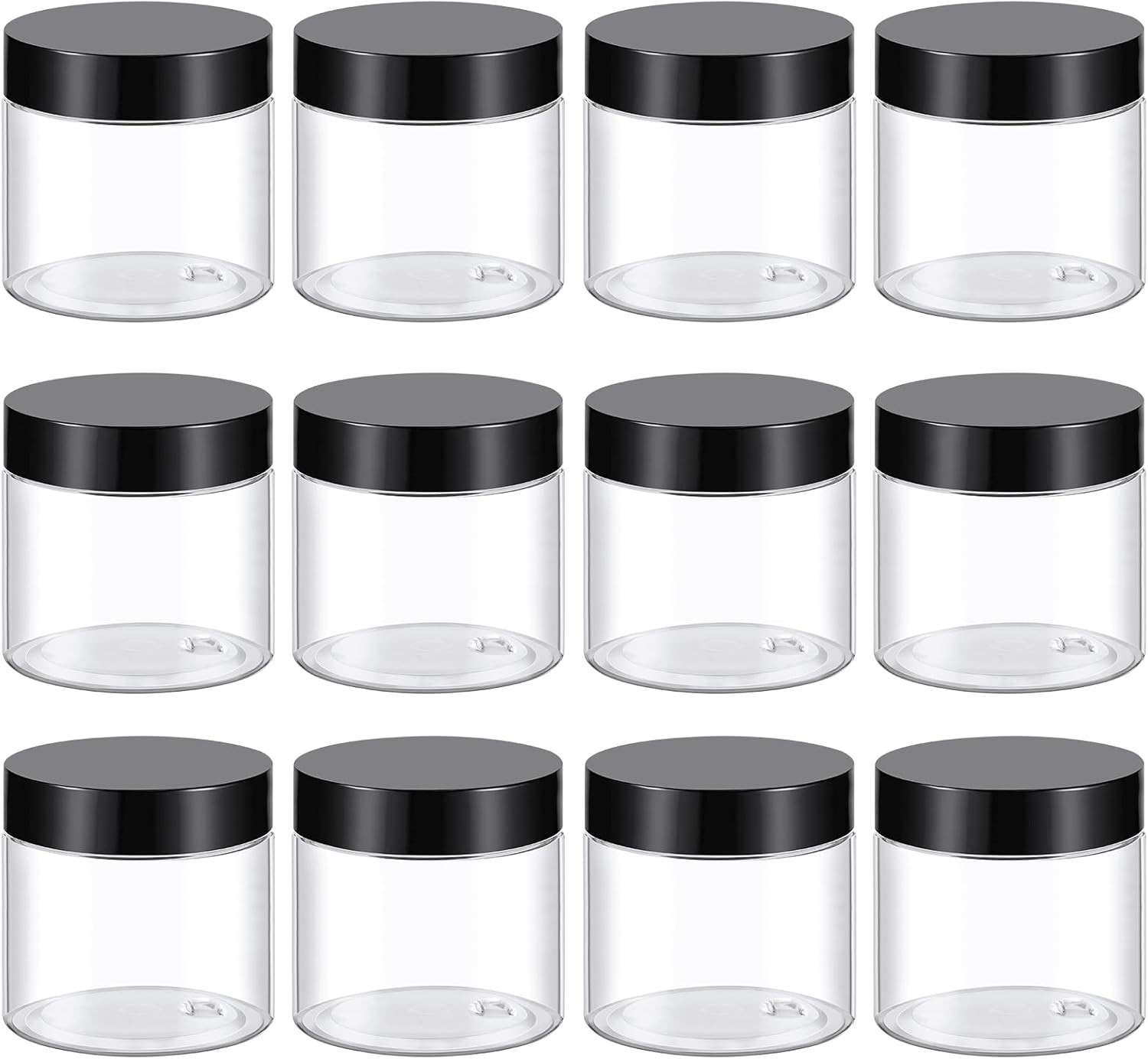 4 Oz Plastic Container Jars W/ Lids BPA Free Empty Round Clear Cosmetic