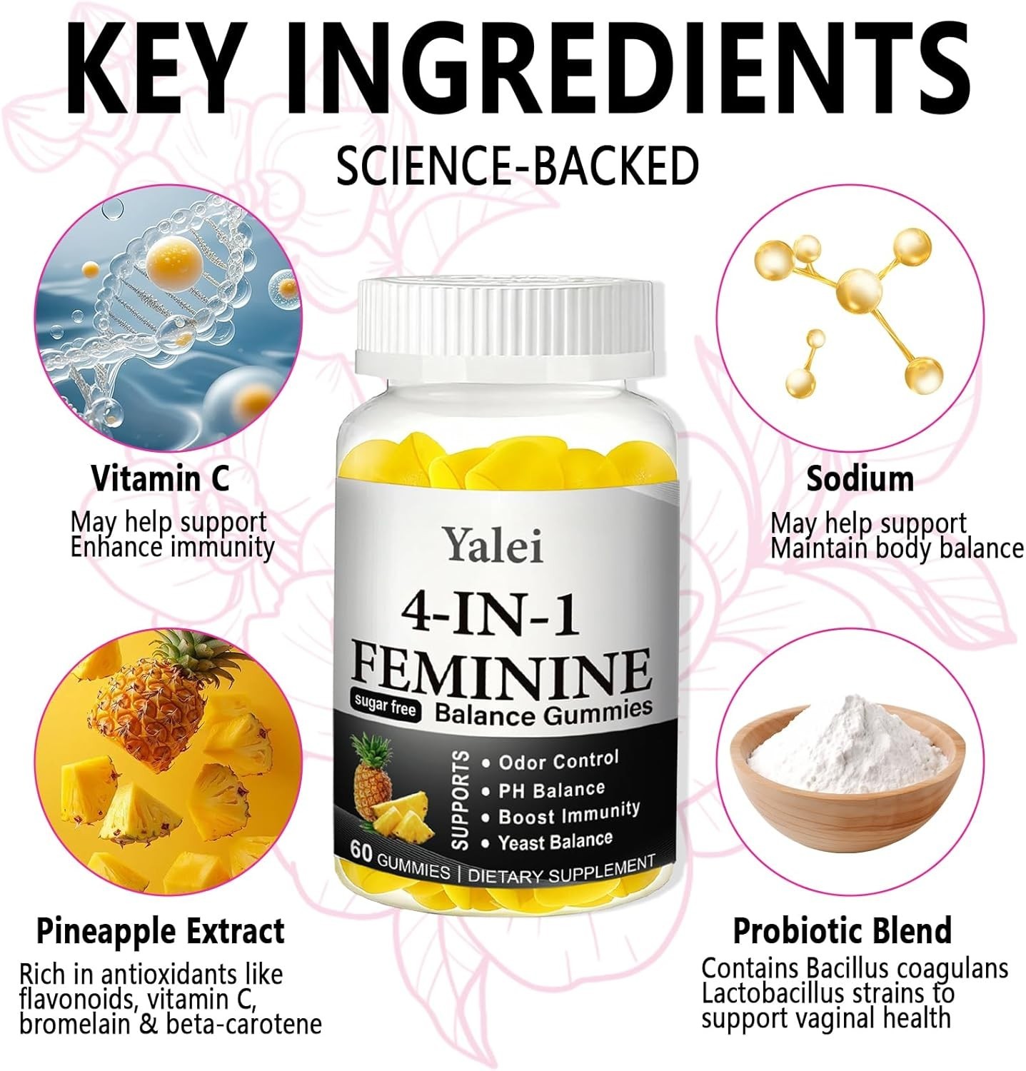 4-in-1 Nuora Feminine Balance Gummies PH Balance Gummies for Women -…
