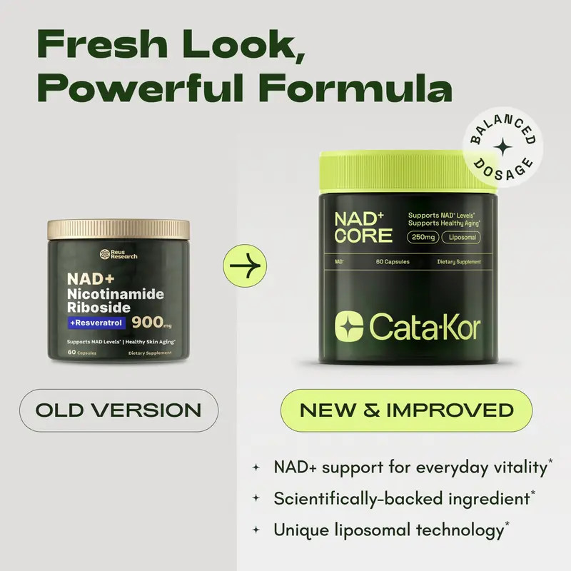 NAD+ Supplement 250mg Per Serving, 60 Capsules 30-Day Supply, Cata-Kor Advanced