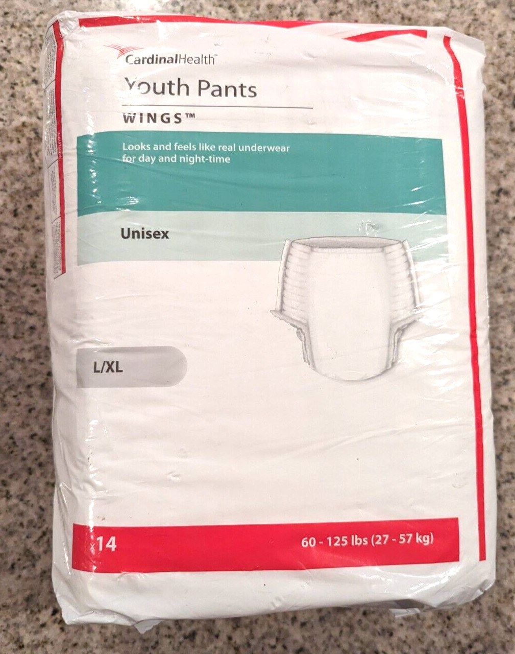 Pk Of 14 Cardinal Health 70074A Unisex Wings Youth Pants Diapers Underwear L/XL