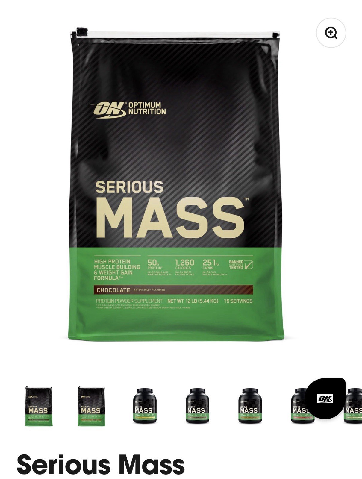 Serious Mass Protein Mass Gainer, Chocolate 12 lb