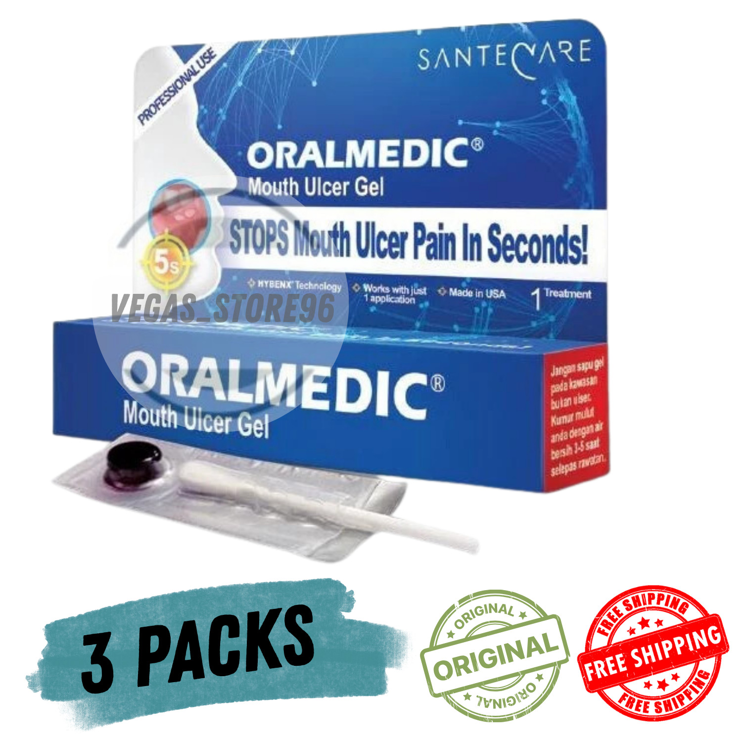 3 PCS Oralmedic Mouth Ulcer Gel 1 Treatment Fast Pain Relief Free Shipping