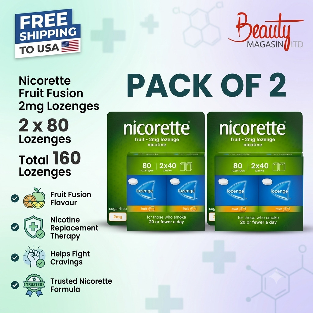 2x Nicorette Fruit fusion 2mg Lozenge 80 (2X40) 160 Lozenge FREE SHIPPING TO USA