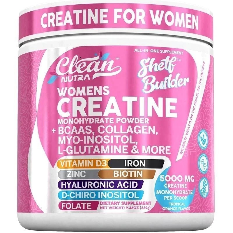 Women’s Creatine Powder BCAAs, w/ Collagen, Inositol – Clean Nutra Shelf Builder