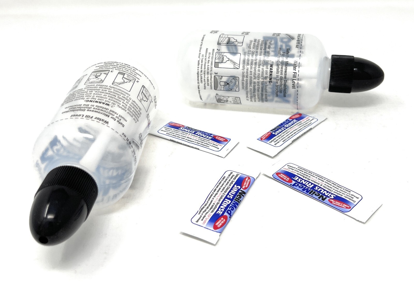 NeilMed Sinus Rinse 2 Bottles 8 oz + 4 Packet Exp: 11/2026 Natural Sinus Relief