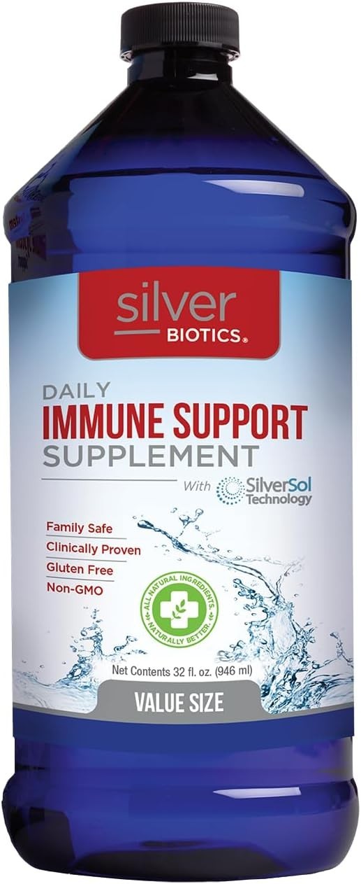 Silver Biotics Colloidal Nano SilverSol 10 PPM Immune Support Bio-Hackin 32 Fl