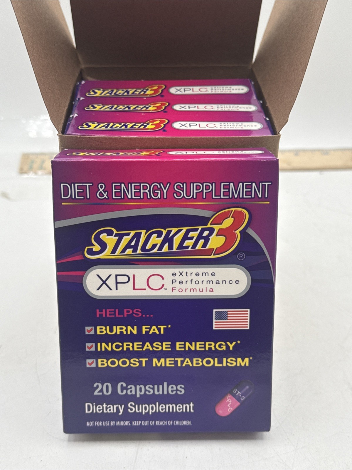 4 – Stacker 3 XPLC Boost Metabolism, Burn Fat & Increase Energy 20 Capsules (80)