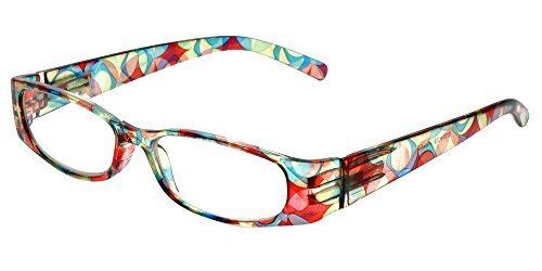 Calabria 759 Designer Reading Glasses&Matching Case in Red Crystal Mosaic +1.75