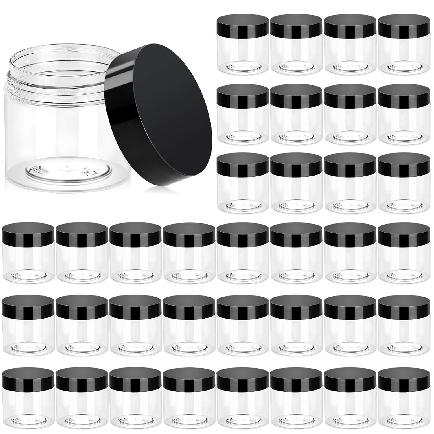 36 Pack 2 OZ Plastic Jars Round Clear Cosmetic Container Jars with Lids, Perf…
