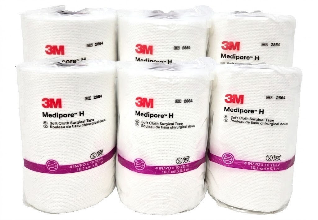 3M Medipore H Soft Cloth Surgical Tape 4″ In x 10″ Yd – #2864, (6 Rolls)