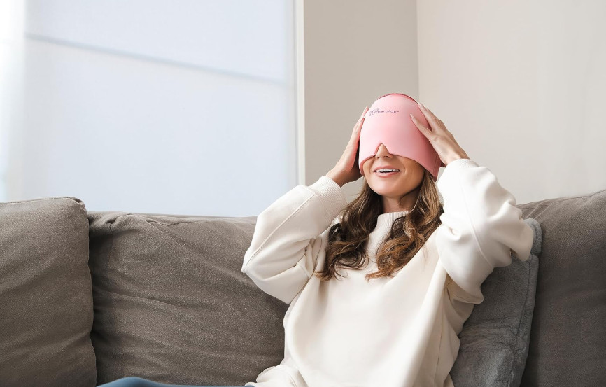 Migraine Relief Cap Hot Cold Therapy Headache Ice Gel Compression Hat