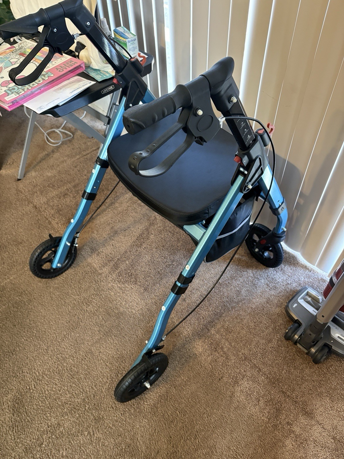 Blue/Black 4-Wheel Rollator Walker w/ Seat & Hand Brakes Adult Senior
