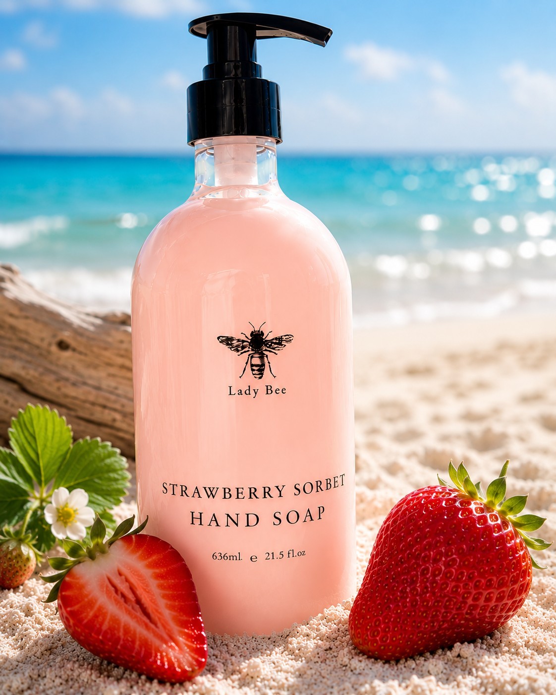 Lady Bee Luxury Hand Soap Duo Sea Salt Jasmine & Strawberry Sorbet 21.5 oz