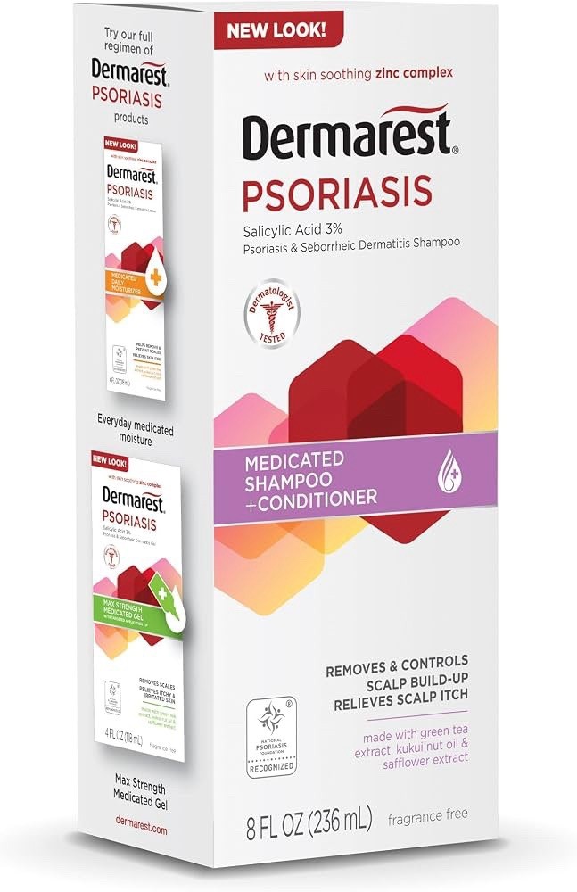 ( Pack of 2 ) Dermarest Psoriasis Medicated Shampoo Plus Conditioner, 8 FL OZ
