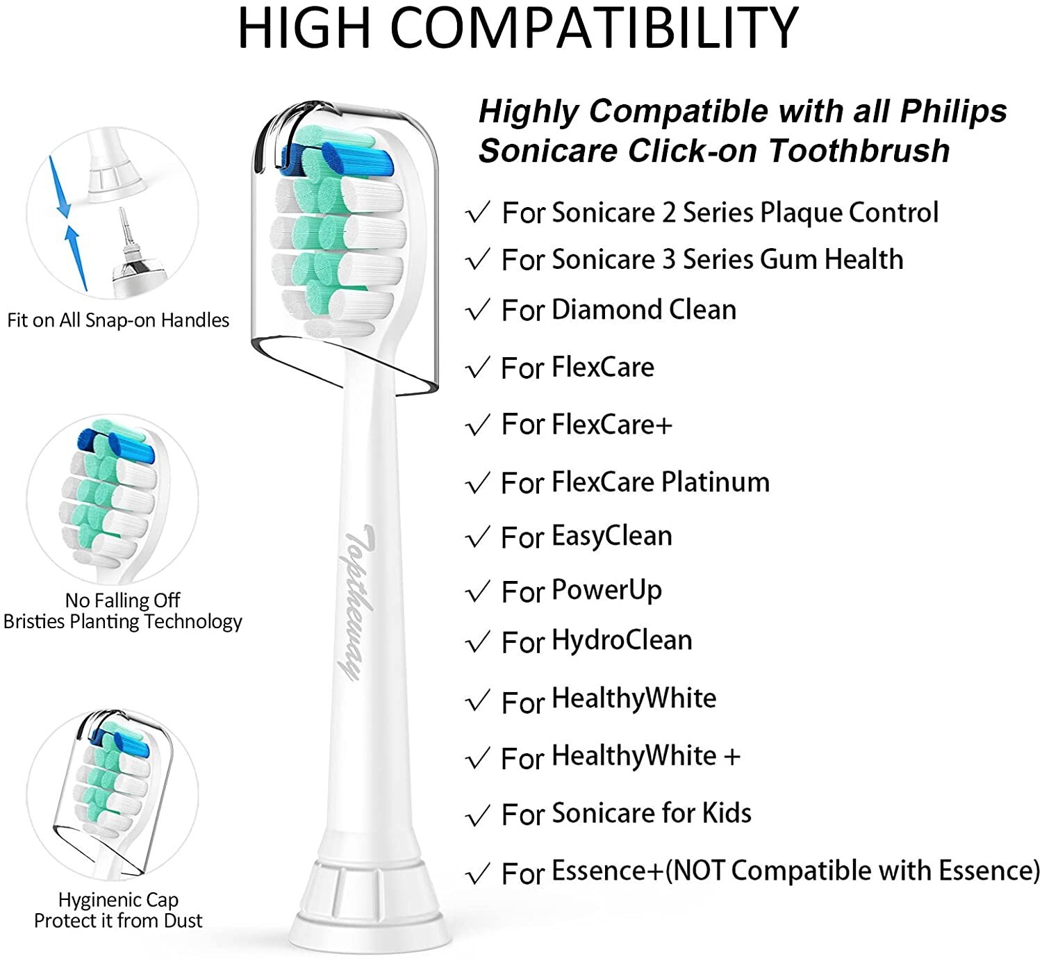 8PCS Replacement Toothbrush Heads Compatible with Phillips Sonicare Toothbrush