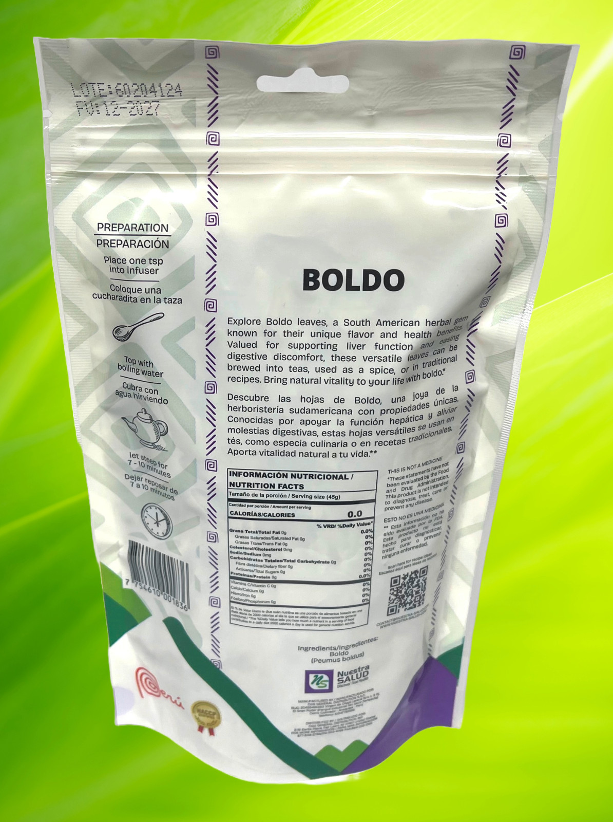 Boldo Leaves Herbal Tea Peruvian Premium Silver Line (45g) Peru