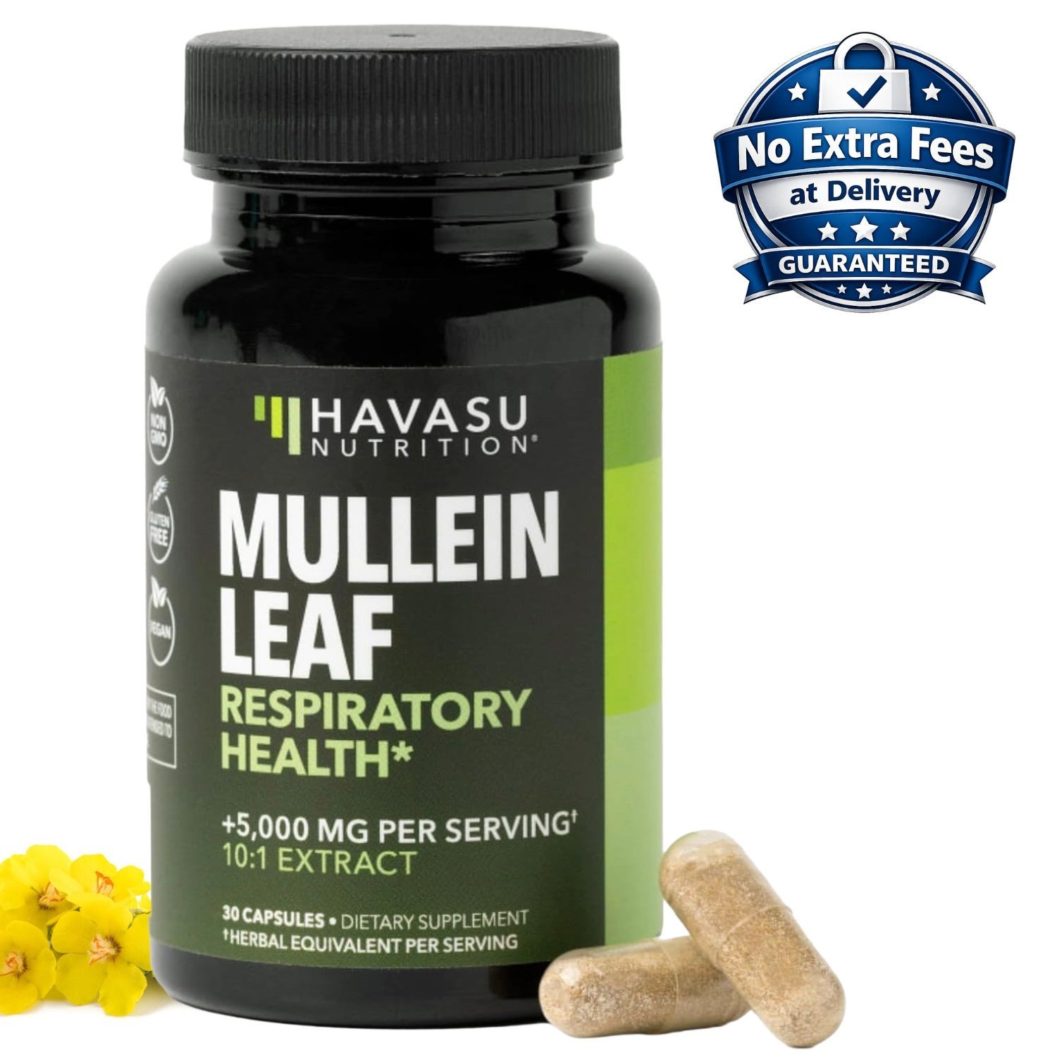 Suplemento de Extracto de Hoja de Gordolobo 5000mg (Mullein Leaf) 30 Cápsulas