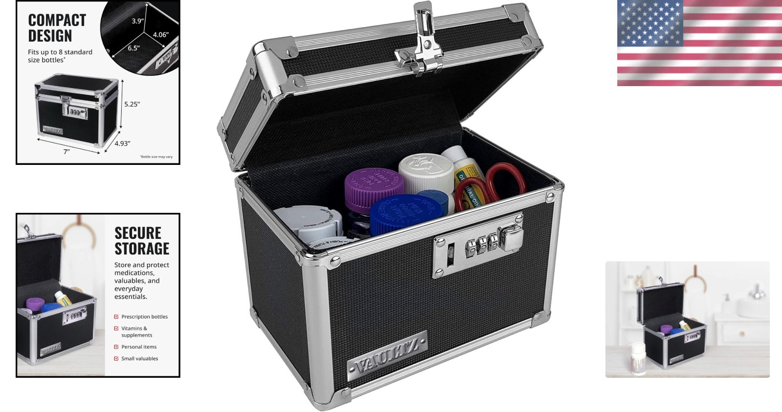 Metal Lockbox with Code – Portable Medication Safe