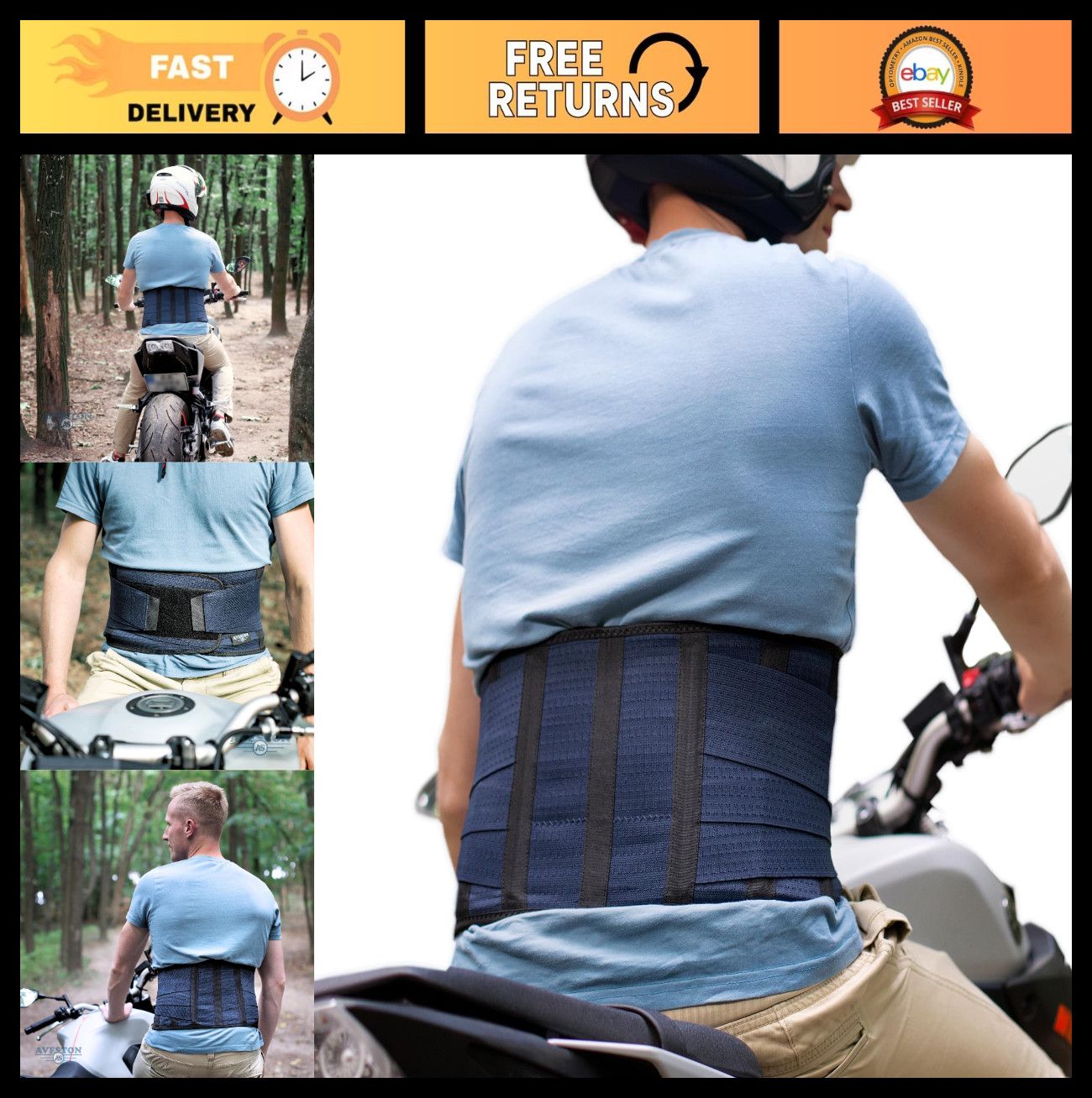 X-Large Kidney Belt Back Support Brace for Motorcycle Riding & Motocross, 41-48″