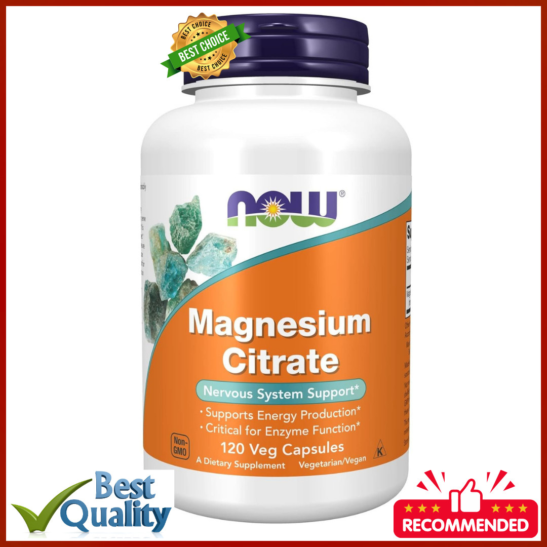 NOW Foods Magnesium Citrate 120 Capsules – Vegan Formula for Enzyme & Nervous sy