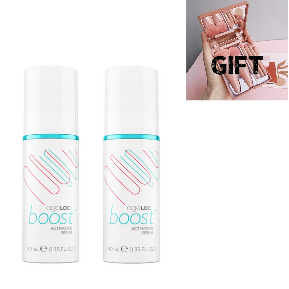 2 NuSkin ageloc boost activating serum with box + 1 makeup mirror brush set# 164