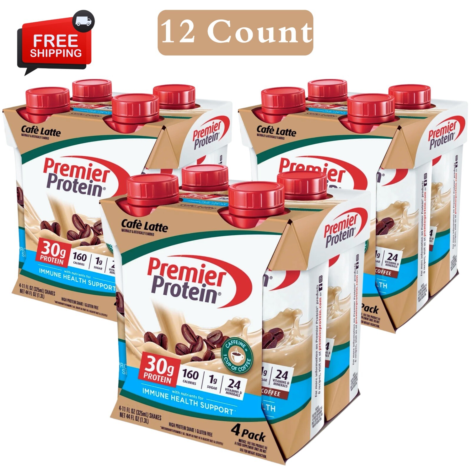 Premier Protein Shake, Café Latte, 30g Protein, 11 Fl Oz, 12 Ct