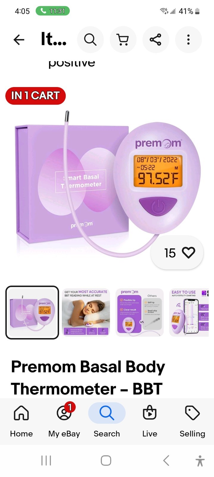 Smart Basal Body Thermometer for Ovulation: Long-Tip for Hands-Free, Digital Ovu